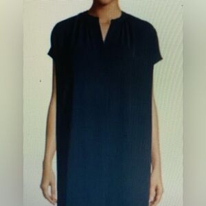 SZ SP Vince Navy Blue Split Neck Short Sleeve Pullover Dress